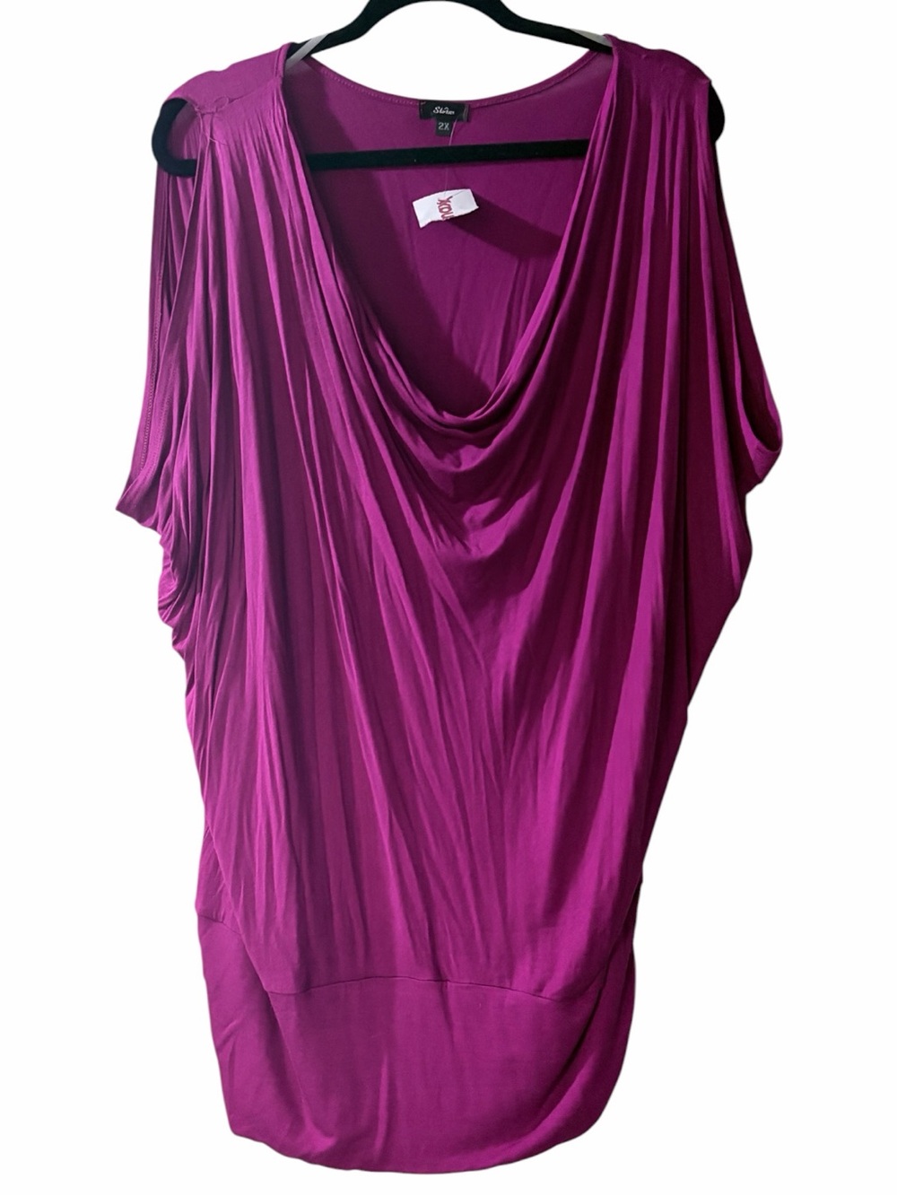 NWT Plus Size Magenta Dark Pink Cowl Neck Drape Sleeveless Top 2X